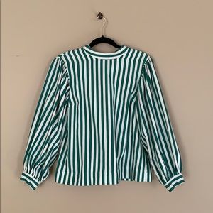 Topshop Green Striped Blouse